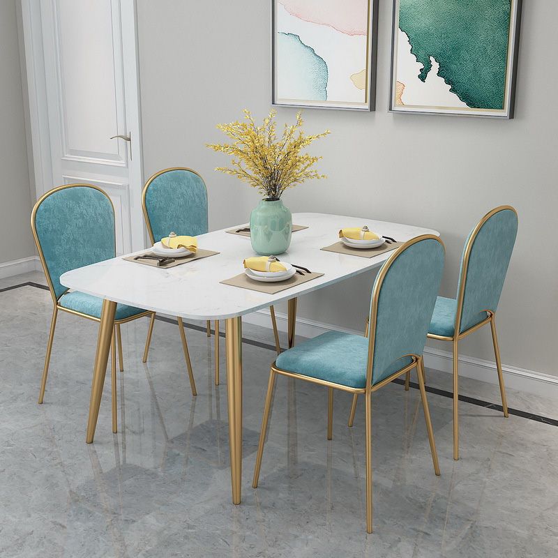 Rectangle Golden Base Dining Table Glam Faux Marble Table for Dining Room Clearhalo 'Dining Tables & Seating' 'Dining Tables' 'dining_table' 'furn' 'furn_dining_table' 'Furniture' 'Kitchen & Dining Furniture' 1200x1200_dc9391d5-2e16-44f3-aad3-06bf1b18e0d4