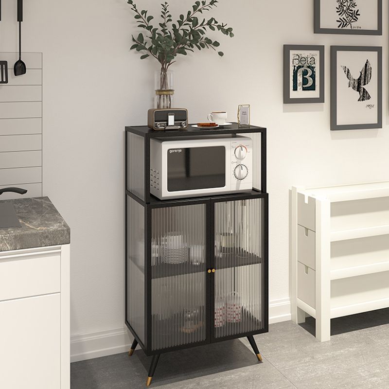 Contemporary Curio Cabinet Metal Glass Doors Display Stand for Dining Room Clearhalo 'Display & China Cabinets' 'display_china_cabinets' 'furn' 'furn_display_china_cabinets' 'Furniture' 'Kitchen & Dining Furniture' 1200x1200_dc9399ec-a169-4780-8fad-f118403bfeed