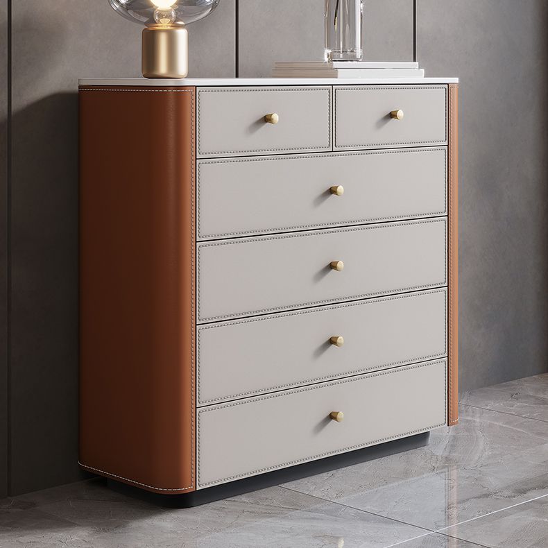 Commode contemporaine en pierre de 15,6 pouces de largeur avec 6 tiroirs