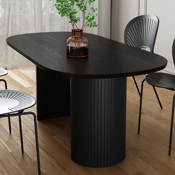 Rubberwood Solid Wood Base Table Contemporary Dining Table in White and Black Clearhalo 'Dining Tables & Seating' 'Dining Tables' 'dining_table' 'furn' 'furn_dining_table' 'Furniture' 'furniture_dining_table' 'Kitchen & Dining Furniture' 'kitchen' 'kitchen_dining_table' 1200x1200_dc958be8-3a93-4e59-9227-20ab6f7c432a