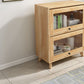 Gabinete natural de almacenamiento de madera maciza de 31.5 pulgadas de acento de vidrio de ancho