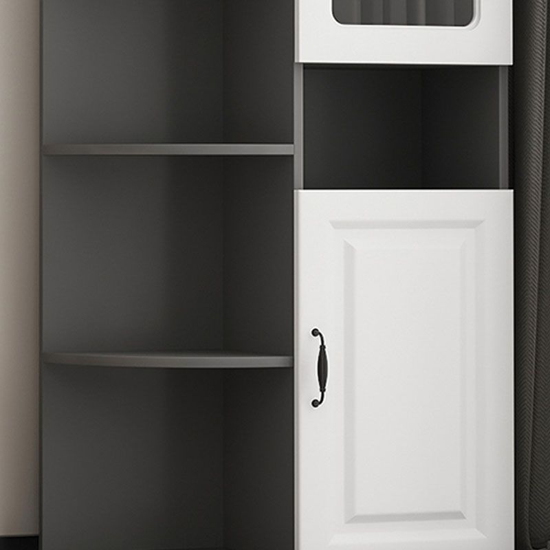 70.9" Tall Modern Glass Paned Bar Pulls Accent Cabinet with Shelves