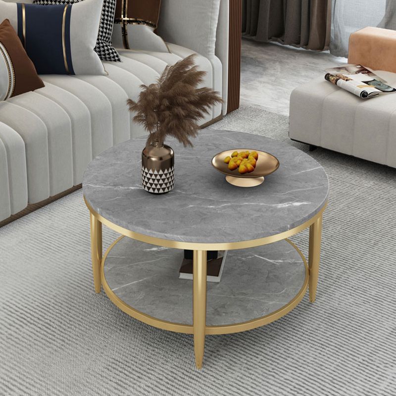 Glam Faux Marble Cocktail Table Four Legs Coffee Table with Storage