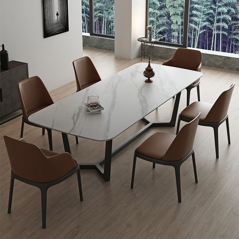 Industrial Sintered Stone Top Table Rectangle Table with Trestle Base Clearhalo ' dining_table' 'Dining Tables & Seating' 'Dining Tables' 'furn' 'furn_dining_table' 'Furniture' 'furniture_dining_table' 'Kitchen & Dining Furniture' 'kitchen&dining_furn' 'kitchen' 'kitchen_dining_table' 1200x1200_dc989c5d-0a50-4f12-abb0-99a746dd1bab