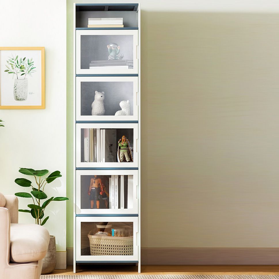 Rectangle Contemporary Cabinet with Glass Doors in Whiet,16.93" Long Clearhalo 'Cabinets & Chests' 'cabinets_chests' 'furn' 'furn_cabinets_chests' 'Furniture' 'Living Room Furniture' 1200x1200_dc99ad89-436b-4f41-a2e6-eaa69ffb6d72