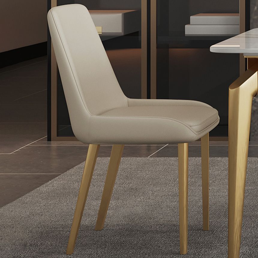 Glam Dining Table Set 1/5/7 Pcs Sintered Stone and Metal Dining Table with Armless Chairs Clearhalo 'Dining Room Sets' 'Dining Tables & Seating' 'dining_room_set' 'furn' 'furn_dining_room_set' 'Furniture' 'Kitchen & Dining Furniture' 1200x1200_dc9acd4e-72db-4e30-9eeb-76bc2ccd5416