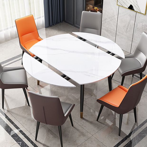 Round Traditional Luxury Dining Table Sintered Stone Table with 4 Black Legs Clearhalo ' dining_table' 'Dining Tables & Seating' 'Dining Tables' 'furn' 'furn_dining_table' 'Furniture' 'furniture_dining_table' 'Kitchen & Dining Furniture' 'kitchen&dining_furn' 'kitchen' 'kitchen_dining_table' 1200x1200_dc9b39b2-89e7-4198-9e72-d5f28cba2265