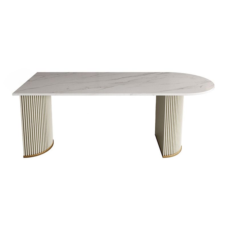 Metal Traditional Luxury Dining Table Free Form Sintered Stone Table with Double Pedestal Clearhalo 'Dining Tables & Seating' 'Dining Tables' 'dining_table' 'furn' 'furn_dining_table' 'Furniture' 'furniture_dining_table' 'Kitchen & Dining Furniture' 'kitchen' 'kitchen_dining_table' 1200x1200_dc9bf0d8-1647-4aed-8bbf-27a6284baf95