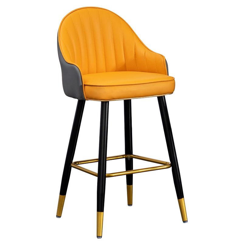 Modern Armless Backrest Counter Stool Iron Living Room Bar Stool with Leather Cushion Clearhalo 'Bar Furniture' 'Bar Stools' 'bar_stools' 'furn' 'furn_bar_stools' 'furniture_bar_stools' 'Kitchen & Dining Furniture' 'kitchen&dining_furn' 'kitchen' 'kitchen_furn' Furniture' 1200x1200_dc9cba4b-05b0-4197-9f18-138c833808b7