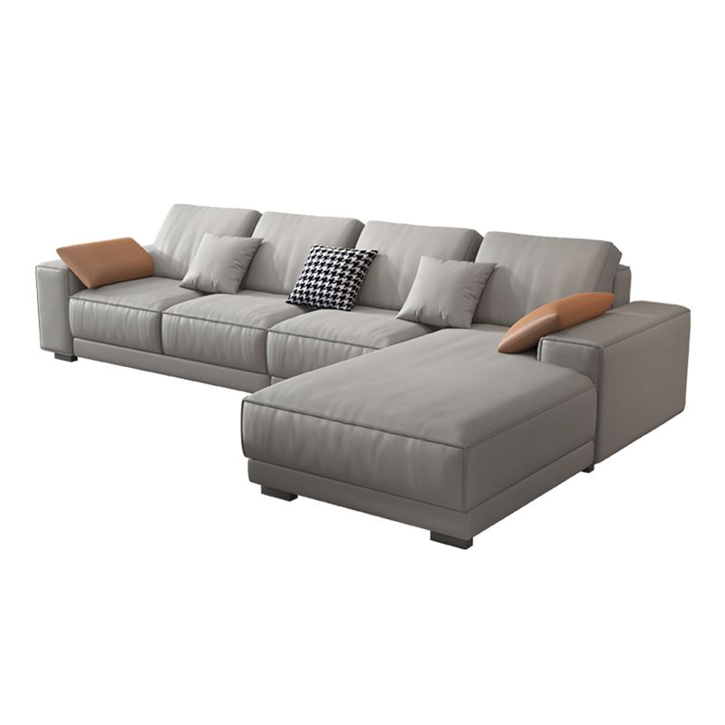 Contemporary Stain-Resistant Faux Leather L-Shape Square Arm Sofa