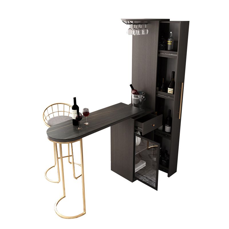 Glam Wood Counter Table 2/3 Pieces Bar Table Set with Wine Racks for Living Room Clearhalo 'Bar Furniture' 'furn' 'furn_home_bar_bar_sets' 'Furniture' 'Home Bars & Bar Sets' 'home_bar_bar_sets' 'Kitchen & Dining Furniture' 1200x1200_dc9e0250-ce63-4609-aaf4-4db534ebfc27
