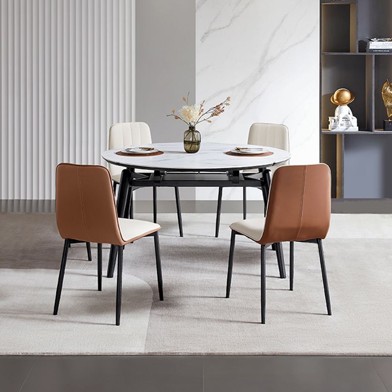 Stone Top Dinette Table with Black Legs Modern Round Dining Table Clearhalo 'Dining Tables & Seating' 'Dining Tables' 'dining_table' 'furn' 'furn_dining_table' 'Furniture' 'Kitchen & Dining Furniture' 1200x1200_dc9e9f69-b2f9-49f1-ad36-506f3dd79280