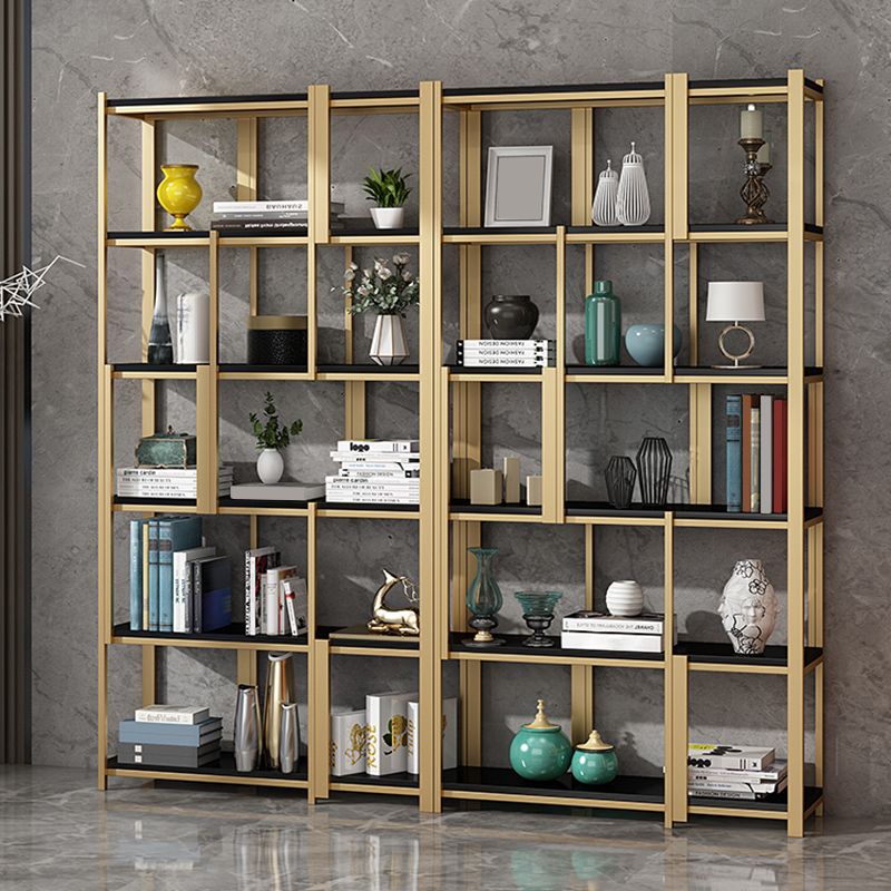 Modern Style Bookcase Gold Frame Metal Open Back Bookshelf for Home Office Clearhalo 'Bookcases' 'furn' 'furn_bookcases' 'Furniture' 'Office Furniture' 1200x1200_dca00277-ea0d-444d-8fd0-0a9cb8cfdbbd