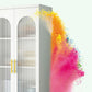 Living Room Metal Kitchen Server Colorful Frame Glass Door Dining Server