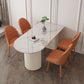 Modern Oval Dining Table Stone and Metal Double Pedestal Dining Table in White Clearhalo 'Dining Tables & Seating' 'Dining Tables' 'dining_table' 'furn' 'furn_dining_table' 'Furniture' 'furniture_dining_table' 'Kitchen & Dining Furniture' 1200x1200_dca41344-6dc1-4c11-8f77-55b222f55d36