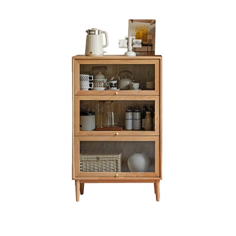 Modern Oak Finished Glass Door Sideboard in Natural with Lights Clearhalo 'buffet_sideboard' 'Buffets & Sideboards' 'furn' 'furn_buffet_sideboard' 'Furniture' 'Kitchen & Dining Furniture' 1200x1200_dca5a167-4a26-4f09-b3c4-7e64b3e0a7f2