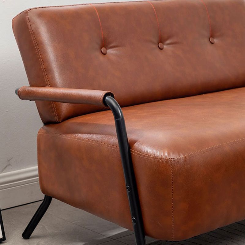 Tufted Back PU Leather Sofa Mid-Century Modern 3-seater Sofa -57" W