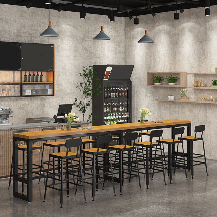 Industrial Table and Stool Set 1/4/7 Pcs Solid Wood Bar Table with Iron Base Stools Clearhalo 'Bar Furniture' 'furn' 'furn_home_bar_bar_sets' 'Furniture' 'Home Bars & Bar Sets' 'home_bar_bar_sets' 'Kitchen & Dining Furniture' 1200x1200_dca64c9b-e6a1-4eec-bfb9-0214dee4f088
