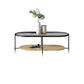 Modern Oval / Round Glass Coffee Table Iron 4 Legs Cocktail Table with Shelf