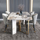 Metal Traditional Luxury Rectangle Indoor Table Sintered Stone Table for Dining Room Clearhalo ' dining_table' 'Dining Tables & Seating' 'Dining Tables' 'furn' 'furn_dining_table' 'Furniture' 'furniture_dining_table' 'Kitchen & Dining Furniture' 'kitchen&dining_furn' 'kitchen' 'kitchen_dining_table' 1200x1200_dcab40df-df7e-45c3-88a0-c3fabc40fcef