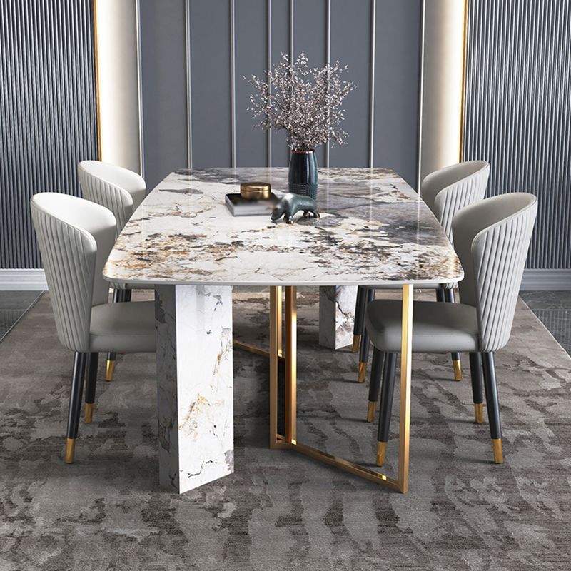 Metal Traditional Luxury Rectangle Indoor Table Sintered Stone Table for Dining Room Clearhalo ' dining_table' 'Dining Tables & Seating' 'Dining Tables' 'furn' 'furn_dining_table' 'Furniture' 'furniture_dining_table' 'Kitchen & Dining Furniture' 'kitchen&dining_furn' 'kitchen' 'kitchen_dining_table' 1200x1200_dcab40df-df7e-45c3-88a0-c3fabc40fcef