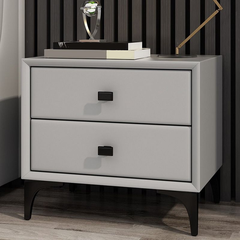 Leather Top Nightstand with 4 Legs Glam Night Table with Drawer Clearhalo 'Bedroom Furniture' 'furn' 'furn_night_stand' 'Furniture' 'night_stand' 'Nightstands' 1200x1200_dcab44df-6643-4a53-b72b-bd3992e2e95e