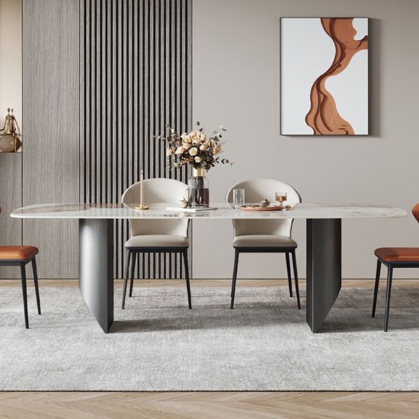 Metal Modern Rectangle Dining Table Sintered Stone Table for Dining Room and Kitchen Clearhalo ' dining_table' 'Dining Tables & Seating' 'Dining Tables' 'Furniture' 'furniture_dining_table' 'Kitchen & Dining Furniture' 'kitchen&dining_furn' 'kitchen' 'kitchen_dining_table' 1200x1200_dcab835d-6216-4609-a3af-e756cf48b5ab