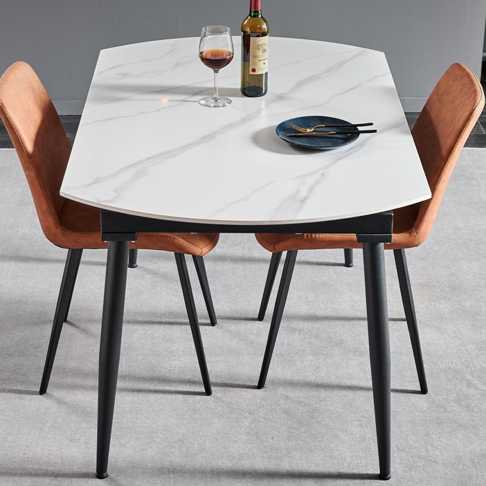 Simplicity Style Stone Dining Table Round Drop-Leaf Table with 4-foot