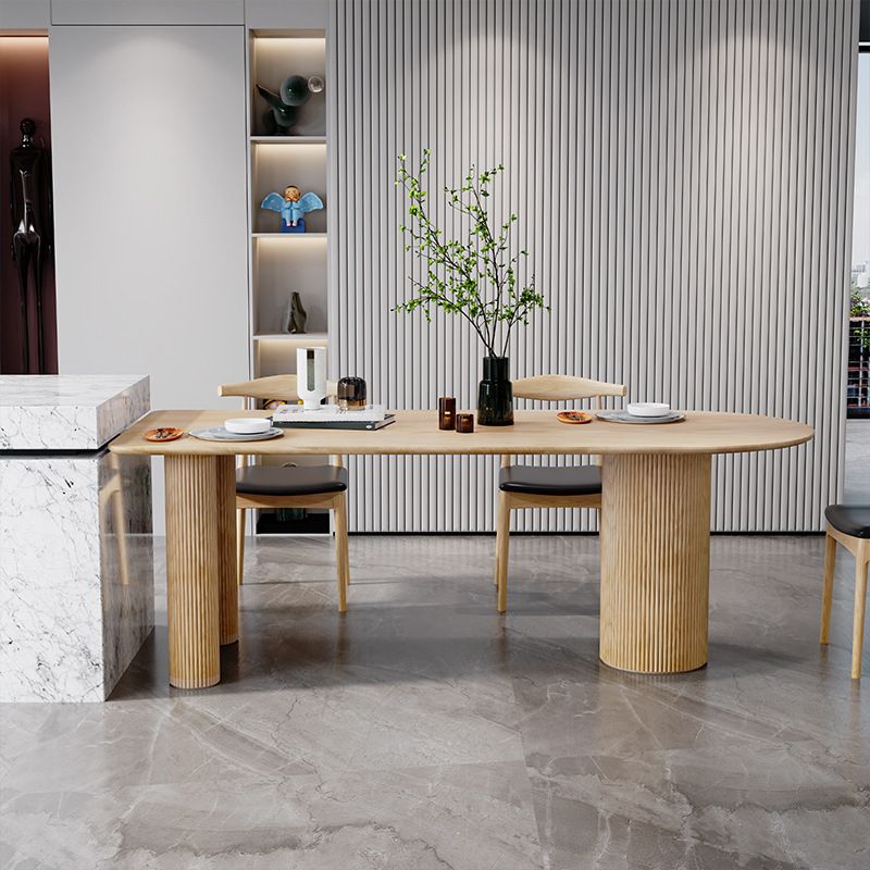 Modern Ash Wood Table for Restaurant Oval Table with 3 Wood Legs Clearhalo 'Dining Tables & Seating' 'Dining Tables' 'dining_table' 'furn' 'furn_dining_table' 'Furniture' 'furniture_dining_table' 'Kitchen & Dining Furniture' 'kitchen' 'kitchen_dining_table' 1200x1200_dcadac03-da7c-488d-9b7c-39d02bece028