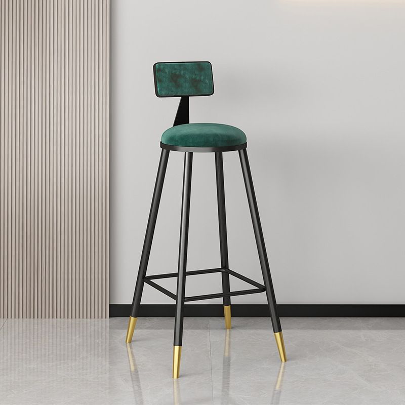 Glam Metal Barstool Velvet Footrest Low Back Stool in Matte Finish for Home Clearhalo 'Bar Furniture' 'Bar Stools' 'bar_stools' 'furn' 'furn_bar_stools' 'Furniture' 'Kitchen & Dining Furniture' 1200x1200_dcae269a-b7c8-4fe6-b571-79afe64853de