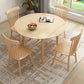 Round Home Kitchen Dinner Furniture Drop Leaf Rubberwood Solid Wood Dining Table Clearhalo 'Dining Tables & Seating' 'Dining Tables' 'dining_table' 'furn' 'furn_dining_table' 'Furniture' 'Kitchen & Dining Furniture' 1200x1200_dcb15ca9-6a90-4d52-a3cb-d5d45e58ec16