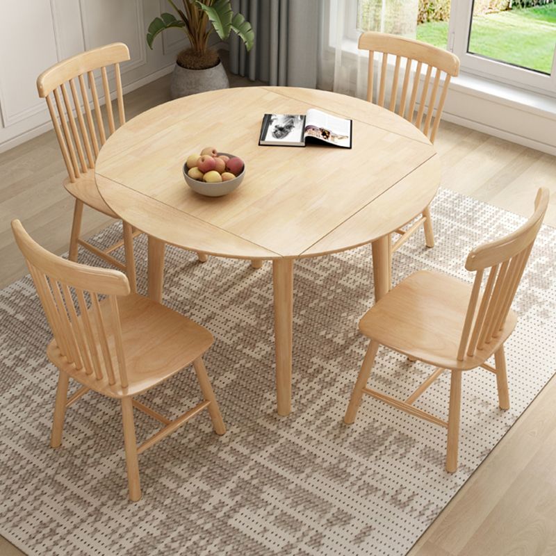 Round Home Kitchen Dinner Furniture Drop Leaf Rubberwood Solid Wood Dining Table Clearhalo 'Dining Tables & Seating' 'Dining Tables' 'dining_table' 'furn' 'furn_dining_table' 'Furniture' 'Kitchen & Dining Furniture' 1200x1200_dcb15ca9-6a90-4d52-a3cb-d5d45e58ec16