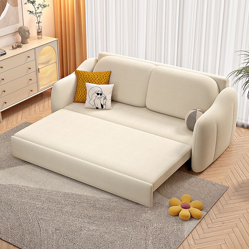 Beige Modern Slipcovered Sofa Bed Sloped Arm Sofa with Storage Clearhalo 'furn' 'furn_sofas' 'Furniture' 'Living Room Furniture' 'Sofa' 'sofas' 1200x1200_dcb28527-8937-4b83-859a-4f7b96add869