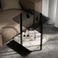 Cuadrado de vidrio 4 patas Mesa lateral de 23.6 "de altura con estante de almacenamiento