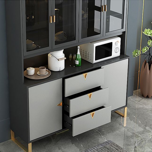 Black and Grey Dining Server Manufactured Wood Cabinets Server for Living Room Clearhalo 'buffet_sideboard' 'Buffets & Sideboards' 'furn' 'furn_buffet_sideboard' 'Furniture' 'Kitchen & Dining Furniture' 1200x1200_dcb51caa-7ec0-4acb-93b0-2e67c6ad9959