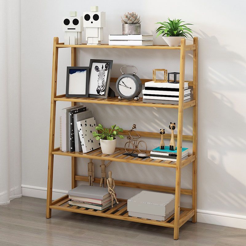 Contemporary Open Back Bamboo Bookshelf Ladder Bookcase with Shelves Clearhalo 'Bookcases' 'furn' 'furn_bookcases' 'Furniture' 'Office Furniture' 1200x1200_dcb664f8-8eca-41a0-813f-dc4fa34f3949