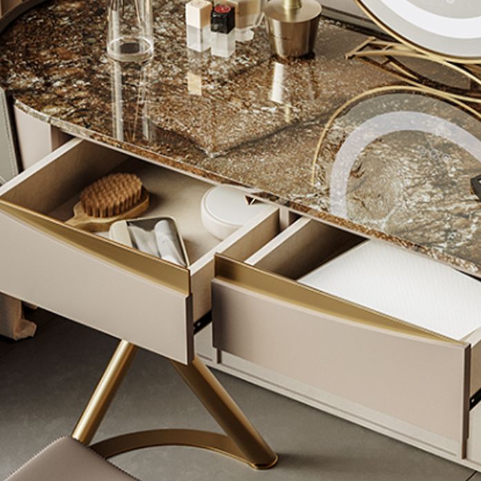 Glam Dressing Table Lighted Mirror 2-Drawer Bedroom Make-up Vanity