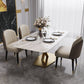 Contemporary Sintered Stone Top Dining Room Set with Rectangle Table and Pedestal Base Dinette Set Clearhalo 'Dining Room Sets' 'Dining Tables & Seating' 'dining_room_set' 'furn' 'furn_dining_room_set' 'Furniture' 'furniture_dining_room_set' 'Kitchen & Dining Furniture' 'kitchen&dining_furn' 'kitchen' 1200x1200_dcb710f9-c8d6-472d-af48-069f30a6be79