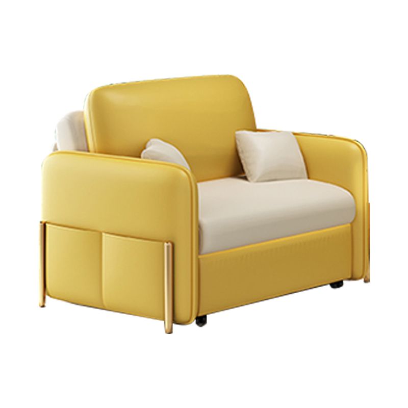 Faux Leather Square Arm Sleeper Glam Styled Sleeper Sofa Bed