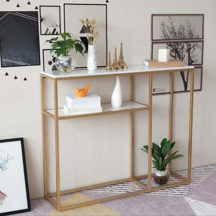 Tabella della console in marmo glam da 12 "W tavolo accento per la cornice resistente alle macchie per Hall