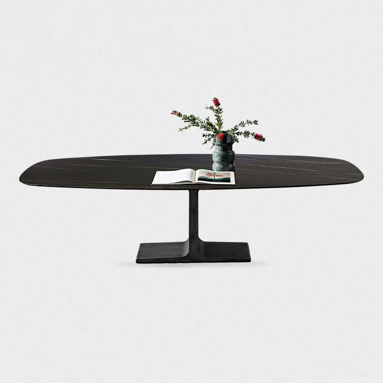 Industrial Sintered Stone Black Table Rectangle Standard Dining Table for Kitchen Clearhalo ' dining_table' 'Dining Tables & Seating' 'Dining Tables' 'furn' 'furn_dining_table' 'Furniture' 'furniture_dining_table' 'Kitchen & Dining Furniture' 'kitchen&dining_furn' 'kitchen' 'kitchen_dining_table' 1200x1200_dcbb8ac3-3ba1-4f94-95ed-eba3abc2e0c8