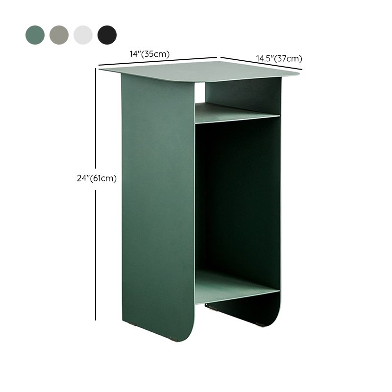 Mid-Century Rectangular Side Table Sled End Table with Shelves