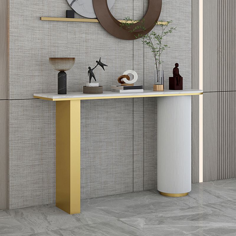 Glam Half Moon Console Table Marble Stain Resistant Scratch Resistant Console Clearhalo 'Console Tables' 'console_tables' 'Entry & Mudroom Furniture' 'furn' 'furn_console_tables' 'Furniture' 1200x1200_dcbf1306-cf77-4f5b-a5e2-c46809734654
