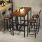 Industrial Square Solid Wood Bar Table Set 1/2/3/5 Pieces Counter Table with High Stools
