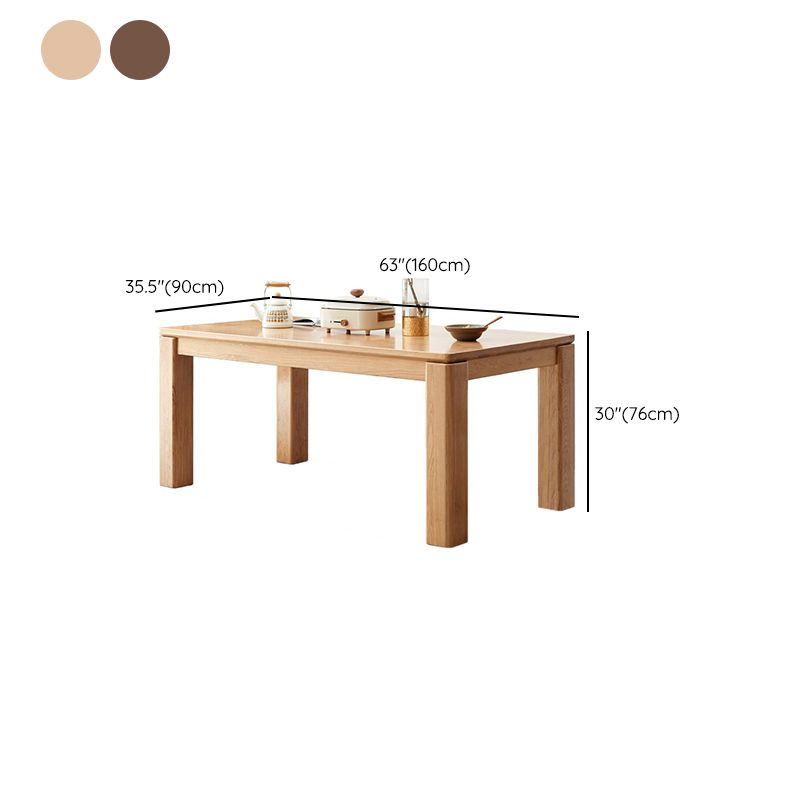 Rectangle 4 Legs Dining Table Solid Wood Dining Table in Natural and Walnut Clearhalo 'Dining Tables & Seating' 'Dining Tables' 'dining_table' 'furn' 'furn_dining_table' 'Furniture' 'Kitchen & Dining Furniture' 1200x1200_dcc2adba-926c-4b44-bc9b-96229d5238fa