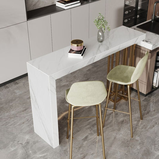 Indoor Double Pedestal Bar Height Table Contemporary Stone Rectangle Pub Table Clearhalo 'Bar Furniture' 'Bar Tables' 'bar_tables' 'furn' 'furn_bar_tables' 'Furniture' 'furniture_bar_tables' 'Kitchen & Dining Furniture' 1200x1200_dcc33d14-0395-4976-a69d-da1a6b2ad536