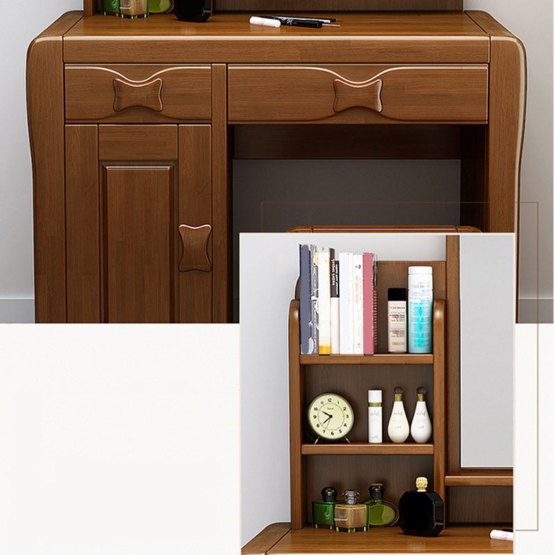 Bedroom Traditions Mirror Double Drawers Solid Wood Standing Make-up Vanity