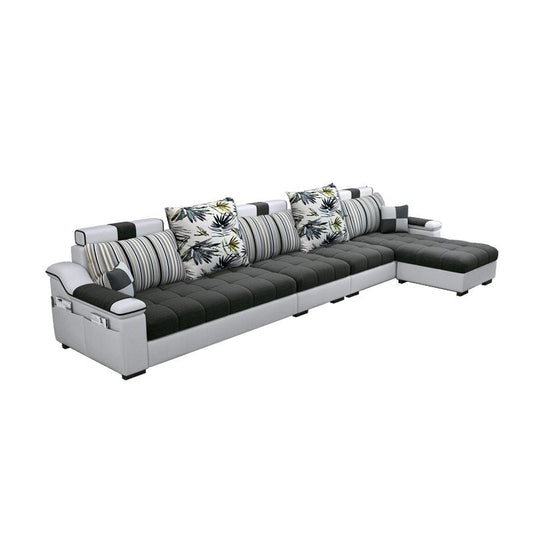 Dark Gray Pillow Top Arm Sectional Upholstered Cushions Back Sofa and Chaise Clearhalo 'furn' 'furn_sectionals' 'Furniture' 'furniture_sectionals' 'kitchen' 'kitchen_sectionals' 'Living Room Furniture' 'Sectionals' 1200x1200_dcc4cbef-9169-44b0-8574-646bf694e267