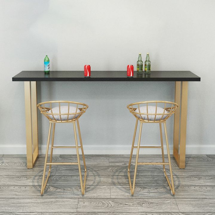 Black Glam Style Bar Table Rectangular Metal Bar Table with Gold Base Clearhalo 'Bar Furniture' 'Bar Tables' 'bar_tables' 'furn' 'furn_bar_tables' 'Furniture' 'furniture_bar_tables' 'Kitchen & Dining Furniture' 1200x1200_dcc5f6c0-4a97-4ad7-b141-a347723f249a