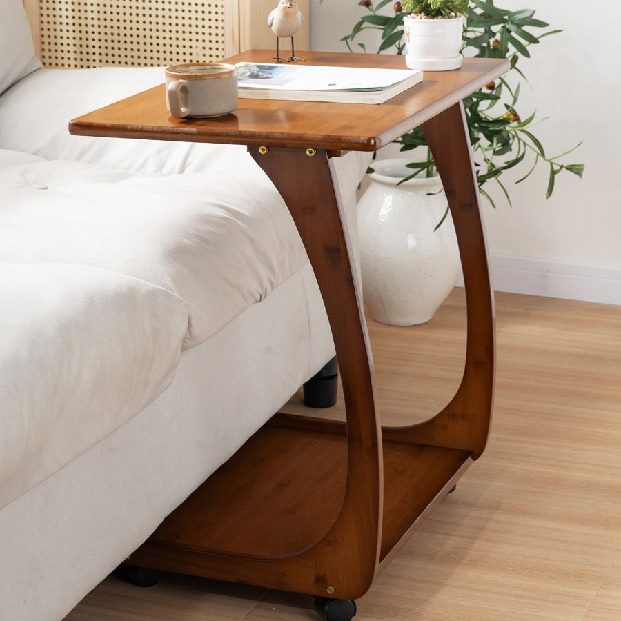 Modern Brown Side Table Rectangular C Table with Shelf for Living Room Clearhalo 'Coffee & Accent Tables' 'End & Side Tables' 'end_side_tables' 'furn' 'furn_end_side_tables' 'Furniture' 'Living Room Furniture' 1200x1200_dcc7c4e5-20a0-419d-8359-ce84af8fa38e